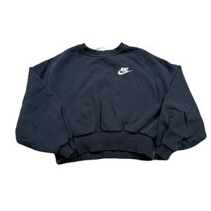 Nike Women's XS Girls L Black Cropped Sweater Crewneck Athleisure Athletic